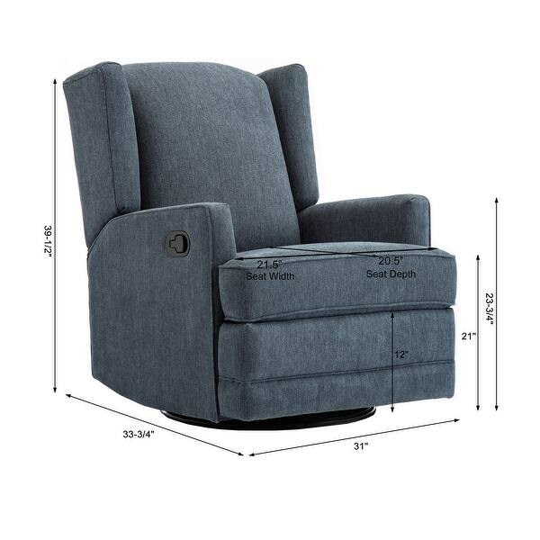 dimension image slide 1 of 3, Shelby Wingback Swivel Glider Recliner by Greyson Living