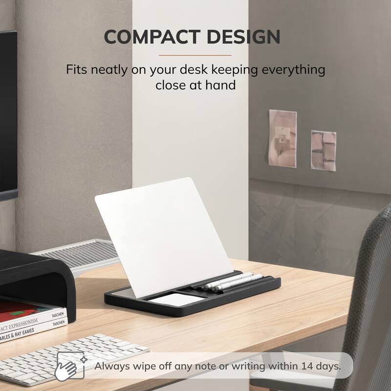 Jani Wooden Desk Organizer with Magnetic Whiteboard - Solid Wood, Hidden Storage & Anti-Skid Base for Home, Office & Workspaces