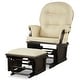 preview thumbnail 3 of 25, Wood Baby Glider and Ottoman Cushion Set with Padded Armrests for Nursing - 29.5" x 26" x 40" Beige