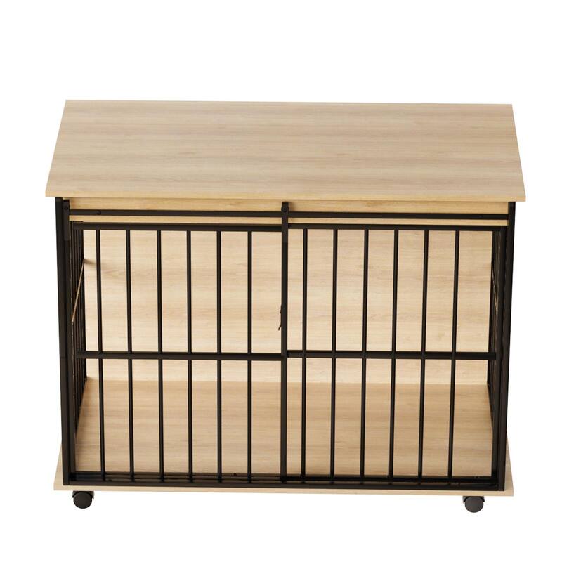 Dog Crate Furniture, Large Dog Cage Furniture with Tray for Medium Large Dogs, Wooden Dog Kennel Furniture