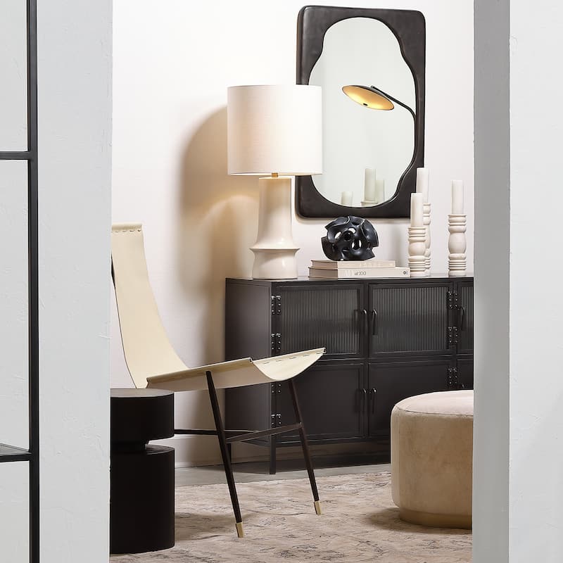 Jamie Young Crest Ceramic Table Lamp with Linen Shade