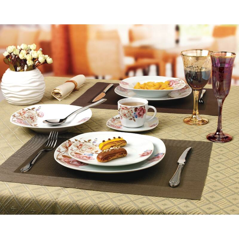 Porcelain 20 Piece Square Dinnerware Set Service for 4