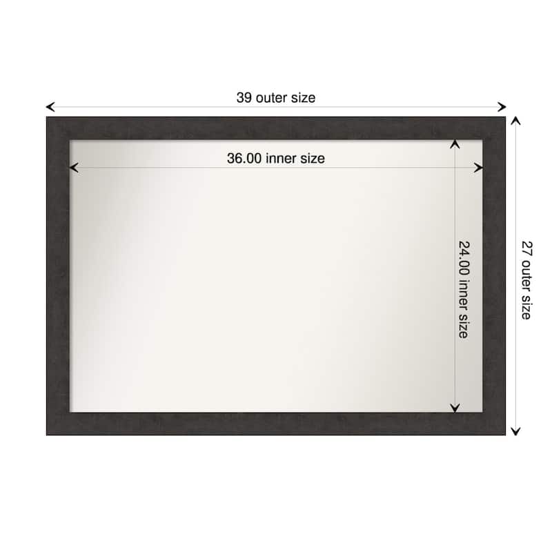Non-Beveled Bathroom Wall Mirror - Rustic Plank Espresso Narrow Frame