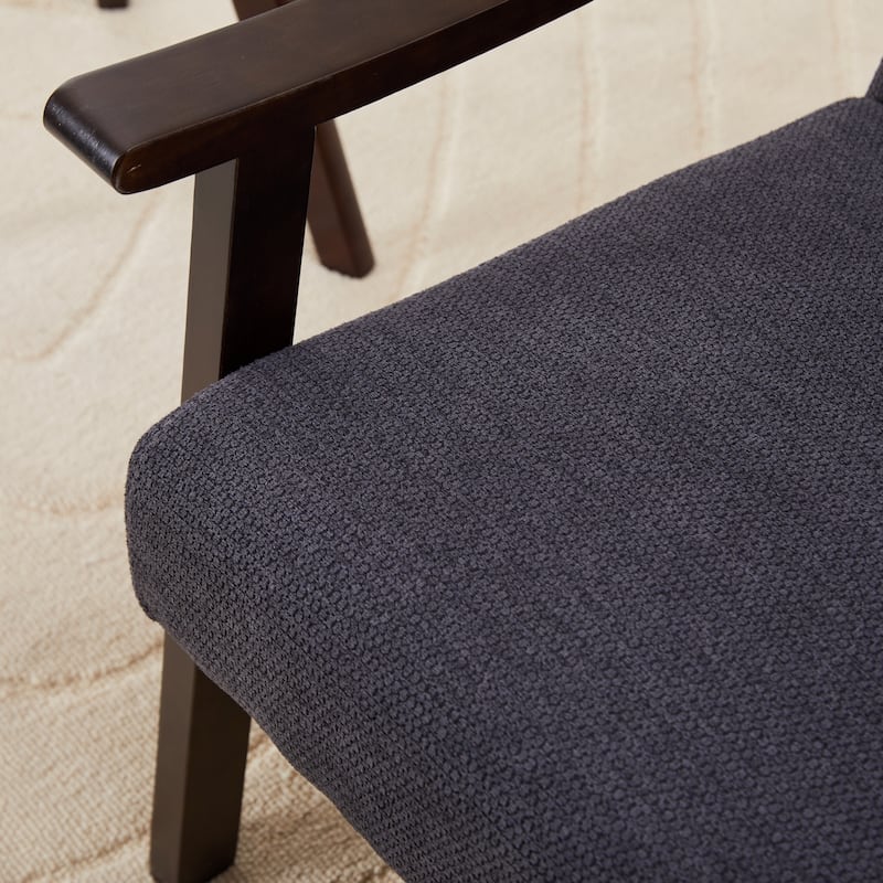 Accent Chair, Mid-Century Modern Armchair with Solid Wood Legs, Reading Leisure Chair with High Back for Living Room