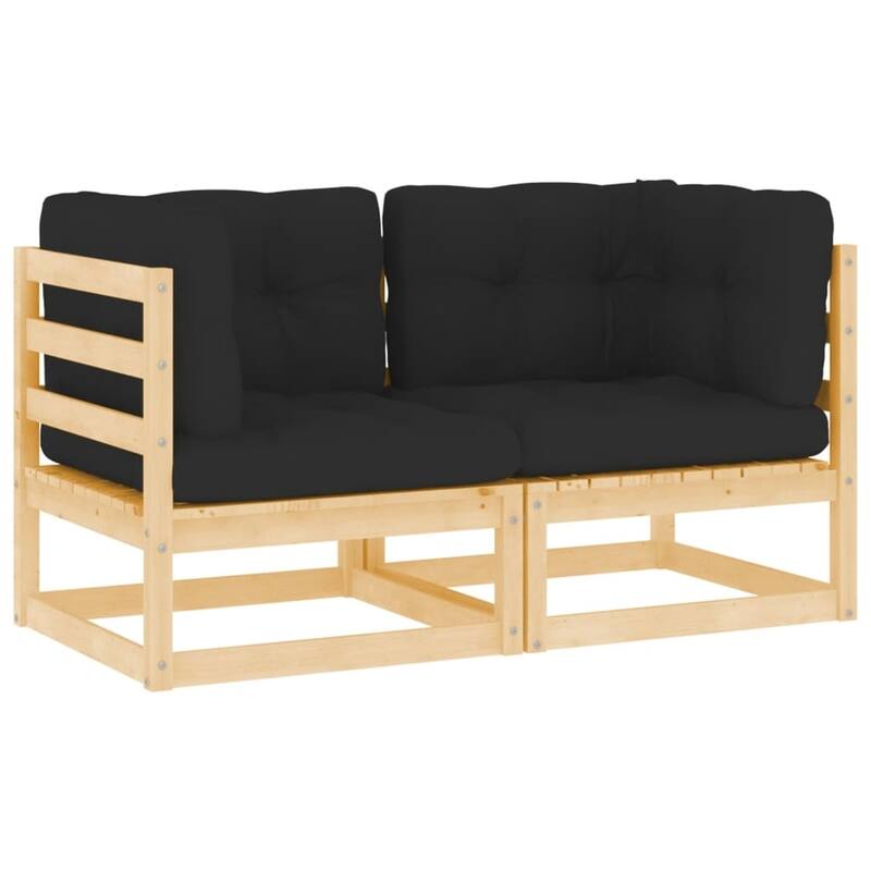 vidaXL Patio Furniture Outdoor Sectional Set with Cushions Solid Wood Pine