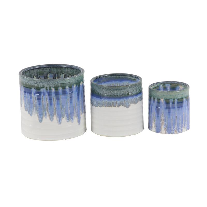 Porcelain Coastal Planter (Set of 3) - S/3 9", 7", 6"H