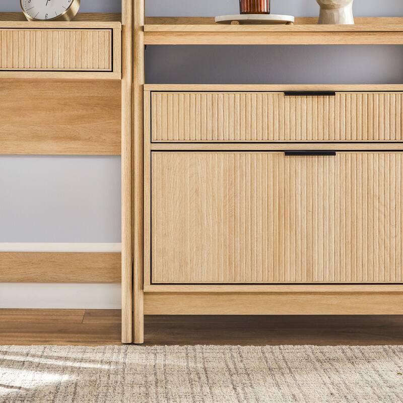 Walker Edison Hutch Desk with 2 Wide Bookcases