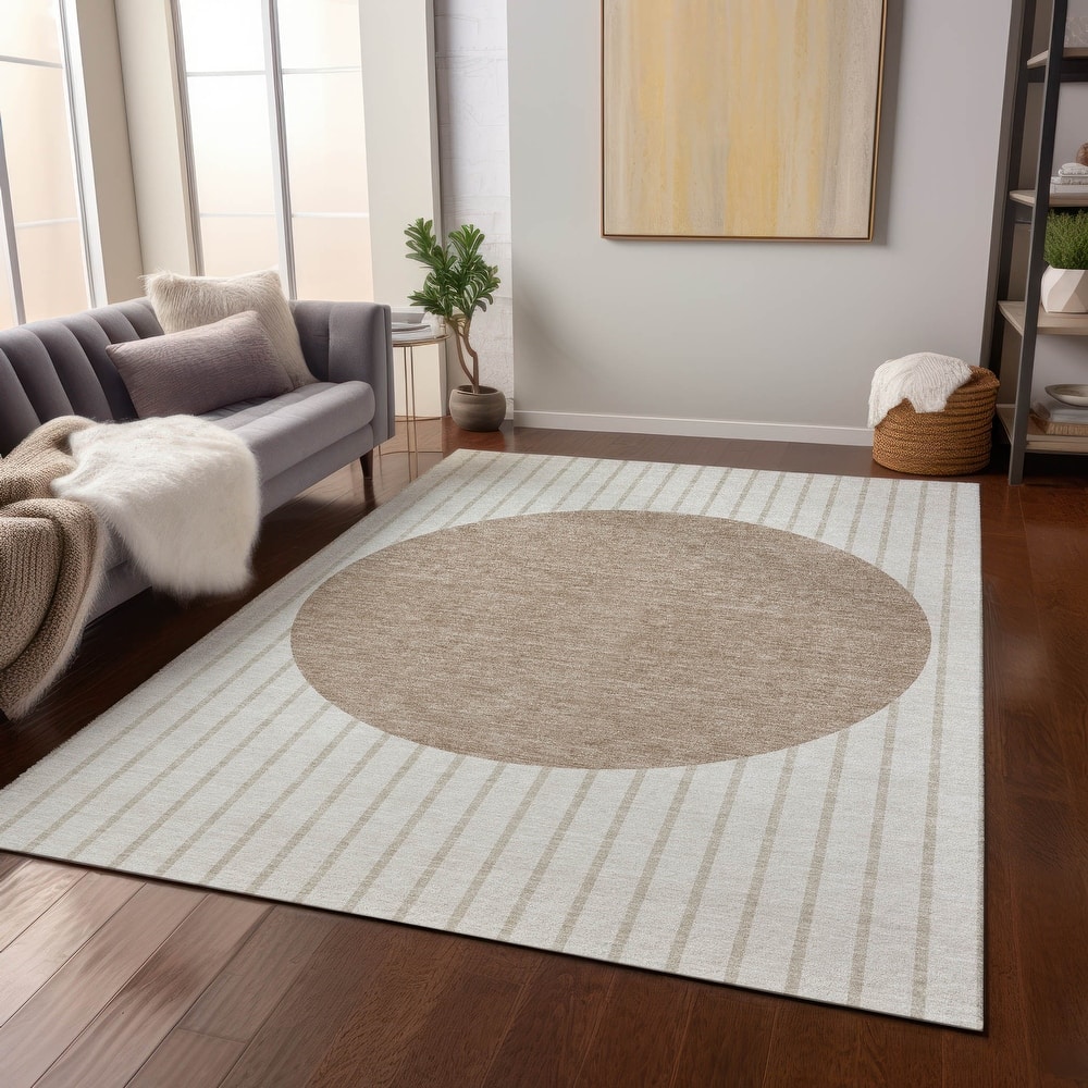 Machine Washable Indoor/ Outdoor Modern Sunrise Chantille Rug