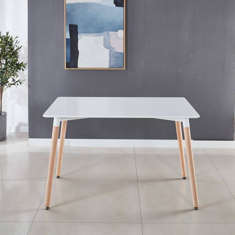 Modern Table with Metal Legs, Simple Design, Easy Assembly, Smooth and Cleanable Surface,for Office or Living Room