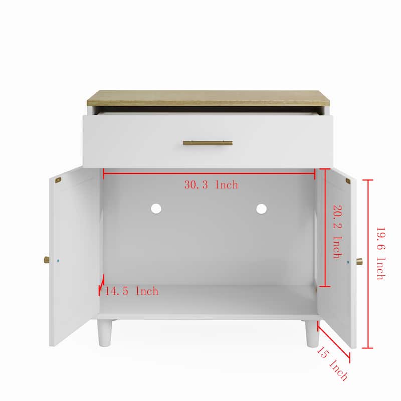Roomfitters Cat Litter Box Enclosure, Hidden Pet Cabinet, Sideboard Storage, Scratch Pad, MDF, White