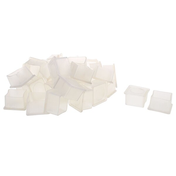 Clear PVC Chair Leg Caps End Tip Feet Cover Furniture Glide Floor Protector 32pcs 1" x 1" (25x25mm) Inner Size