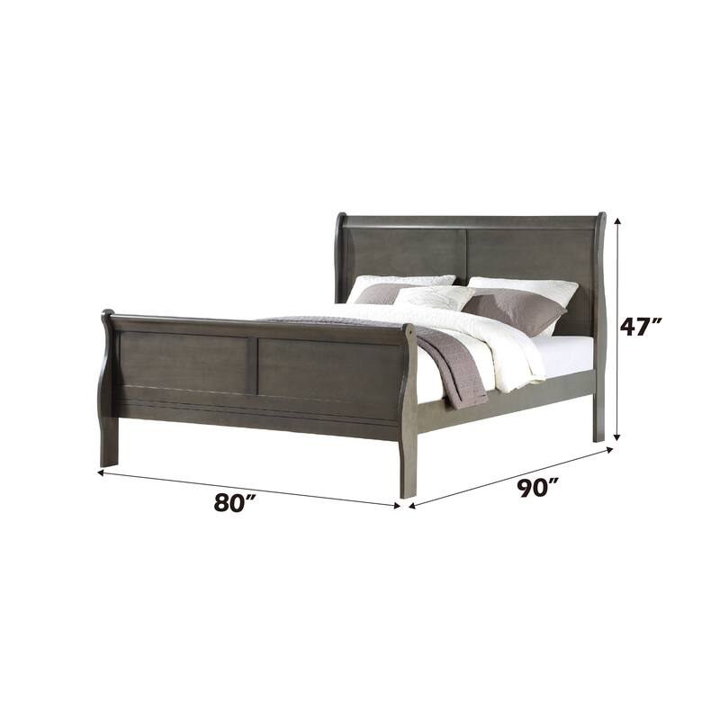 Dark Gray Eastern King Sleigh Bed with Low-Profile Footboard