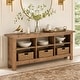 preview thumbnail 5 of 9, 70.86" Solid Wood Sofa Console Table with Open Storage Shelves & Wavy Edge Designs