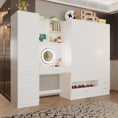 Armoires Storage Solution Convertible Wardrobe Organizer Mirror Vanity