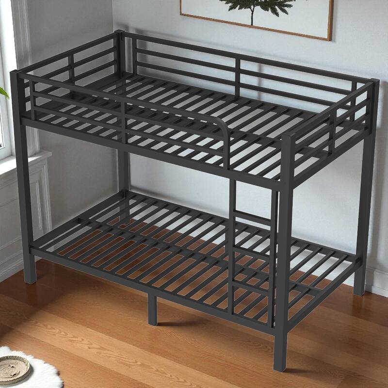 Metal Twin over Twin Bunk Bed for Teens and Adults, Heavy-Duty Noise-Free Frame, Space-Saving Design, No Box Spring Needed