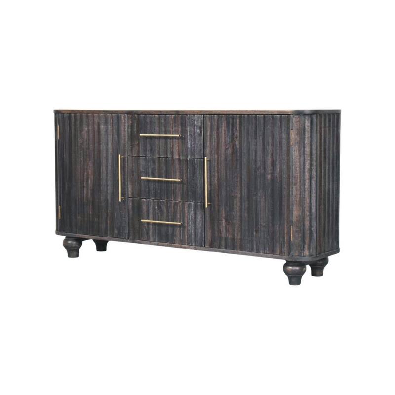 Artisan Furniture Solid Wood Savoy Sideboard, Black Ash, 2-Doors ,3-Drawers