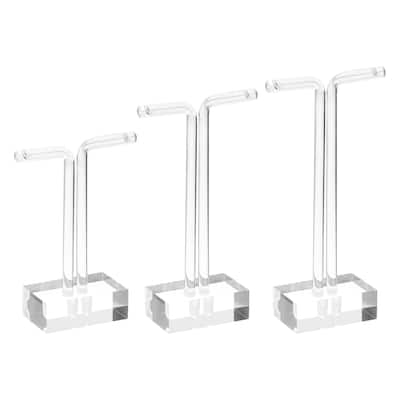 3"/4"/5" Height Acrylic Earring Display T Stand Jewelry Storage Rack - Clear