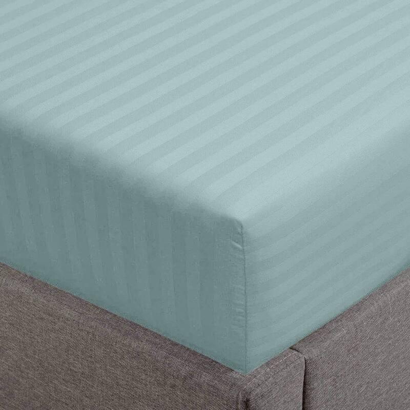 Feather & Stitch 500 Thread Count Damask Stripe ONLY Fitted Sheet - Twin - Granite Green