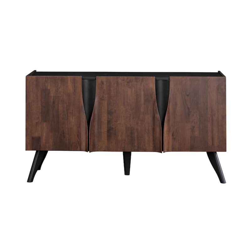Furniture of America Abigail XI Mid-Century Modern Walnut Solid Wood 62-inch Dining Server with Drawer and Shelves