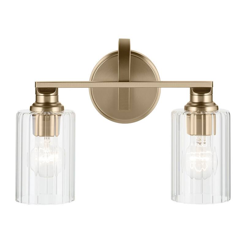 Kichler Lighting Gioe 14.25" 2-Light Vanity Light with Clear Fluted Glass in Champagne Bronze