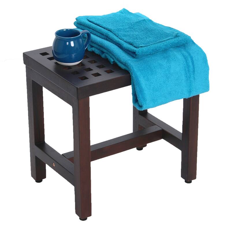 18" DecoTeak Espalier Lattice Teak Shower Bench- WoodLand Brown Finish