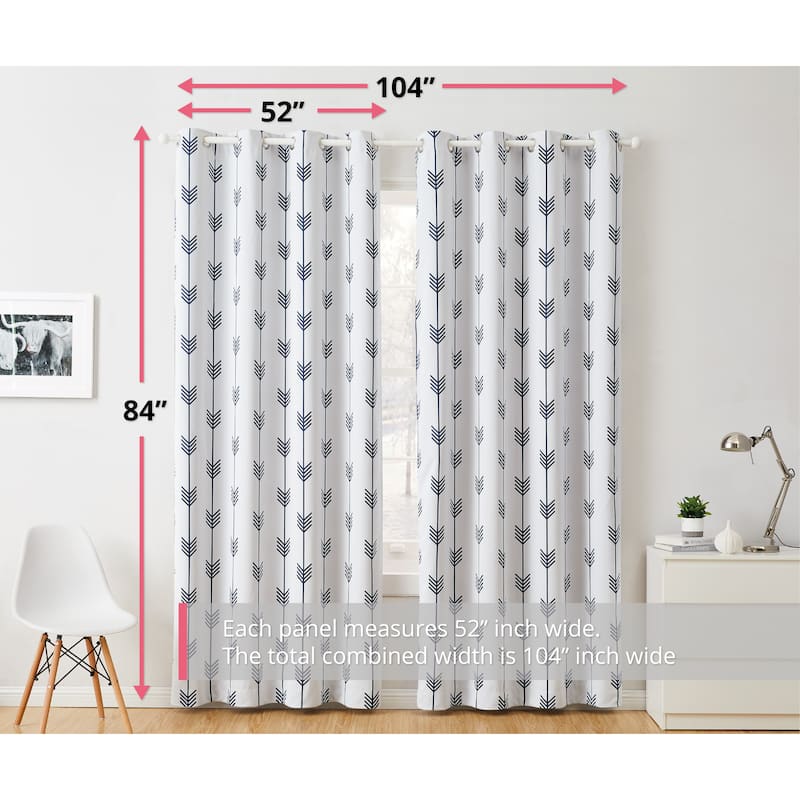 HLC.me Arrow Thermal Room Darkening Blackout Energy Efficient Window Curtain Grommet Panels - Set of 2
