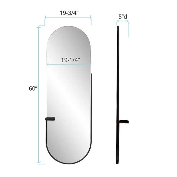 dimension image slide 0 of 2, Allan Andrews Full Length Black Metal Framed Mirror with Tray Holder