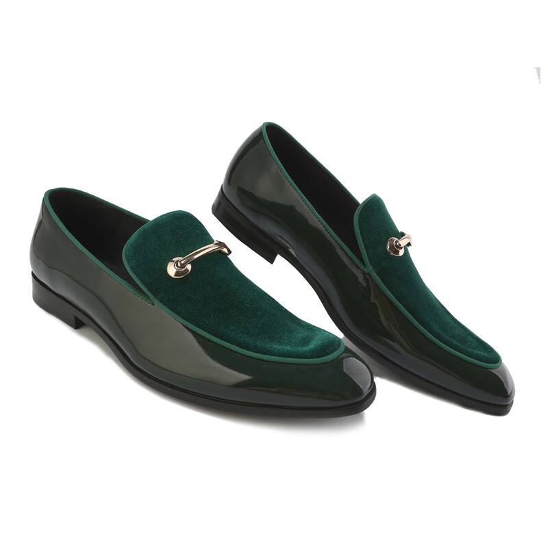 Gino Vitale Velvet & Patent Leather Slip On Dress Loafer