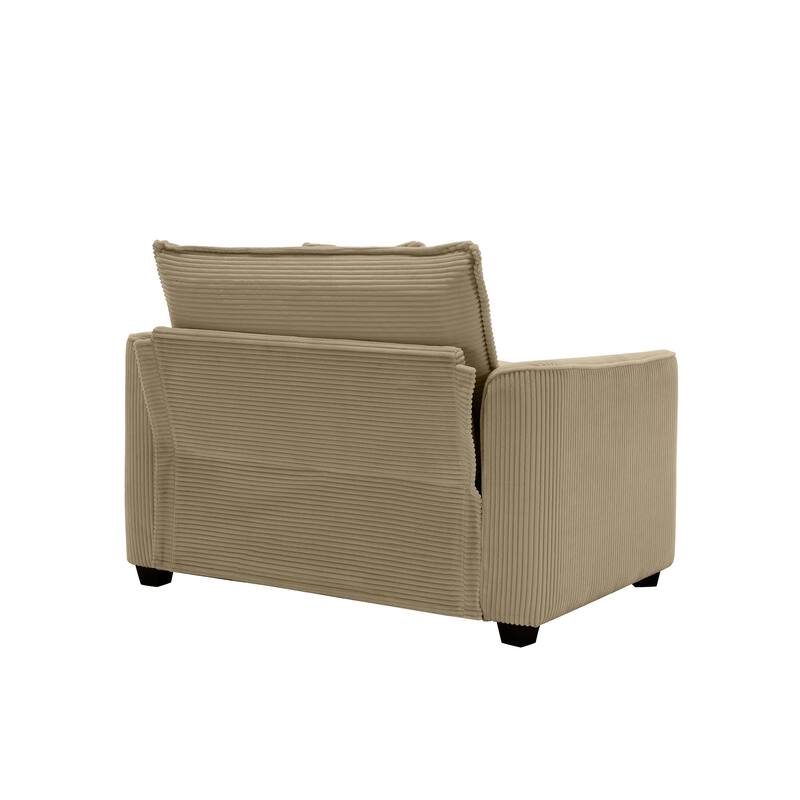 Corduroy Fabric Single Accent Sofa Chair with Pillow, Ergonomic Deep Seat Sofa for Livingroom