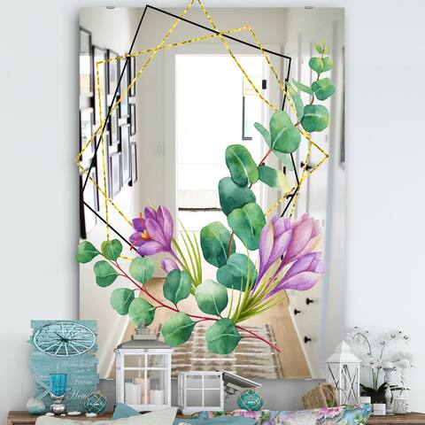 Designart 'Efflorescent Gold Simple 1' Farmhouse Mirror - Vanity Printed Mirror