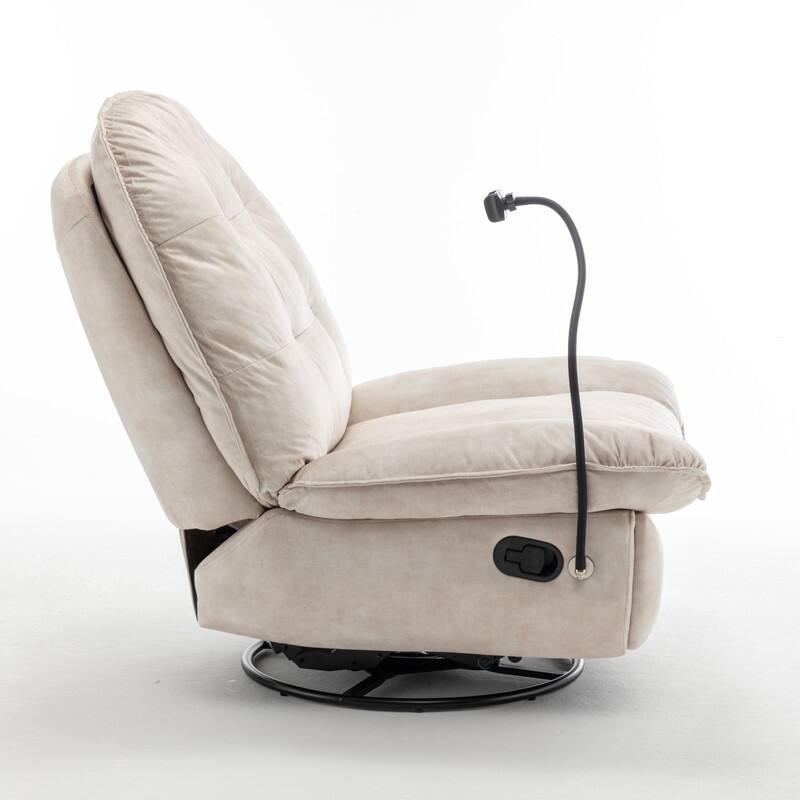 Gold-Stamped Velvet Multi-Function Recliner with Swivel, Glide & Phone Holder - Oversized Comfort for Living Room, Bedroom