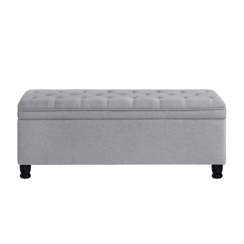 Modern Upholstered Tufted Storage Bench, 45" Wide Bed Bench with Spindle Wooden Legs