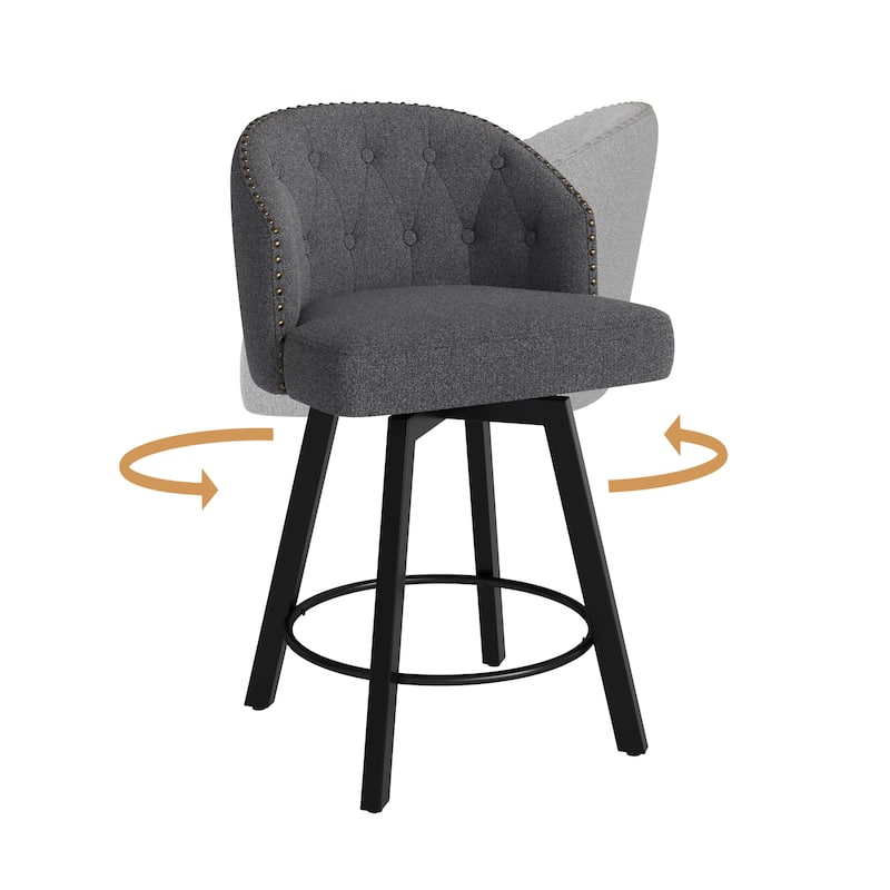 26" Swivel Counter Height Bar Stools Set of 3 Upholstered Counter Stools With Backs - 26" H