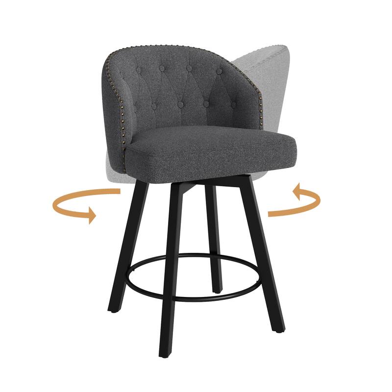 26" Swivel Counter Height Swivel Bar Stools Set of 3 Upholstered Counter Stools - 26" H
