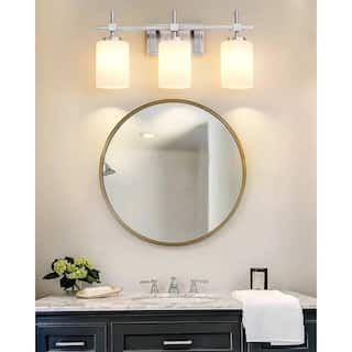 Jasper Brushed Nickel Frosted Glass 3-Light Bathroom Vanity Light
