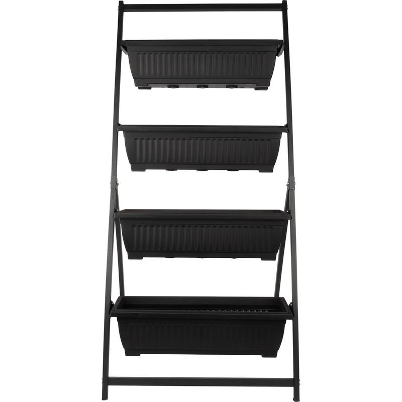 Raised Garden Beds - 4 Tier Vertical Garden Planter - Planters for Outdoor Plants by Pure Garden (Black)