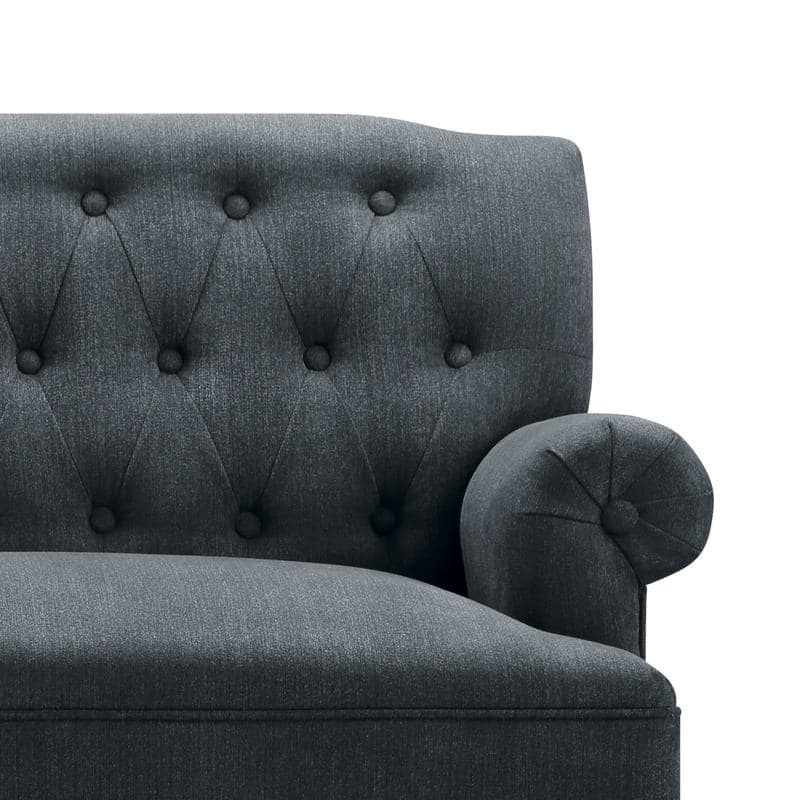 Moser Bay Arete Upholstered Tufted Settee Chesterfield Style Loveseat, Velvet or Linen