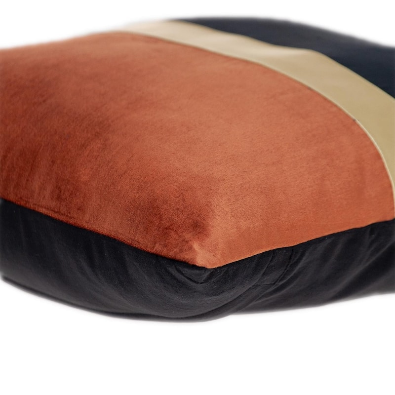 Dark Grey Gold and Purple Tufted Velvet Square Pillow
