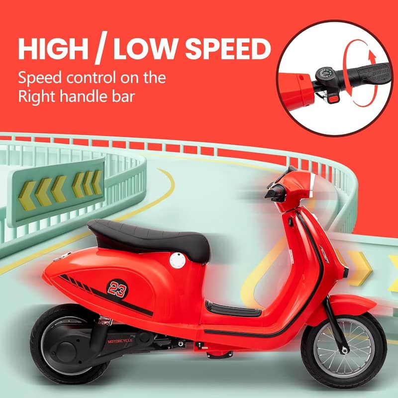 Electric Motorcycle for Big Kids, 24V 350W Kids Ride on Moped