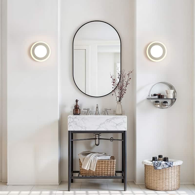 7.7"W Modern LED Flush Mount Ceiling Light - 13W 3000K Warm Light, Dimmable Round Fixture for Bedroom - 1 Light