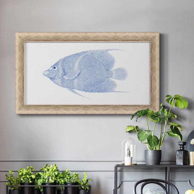 Blue & White Tropical Fish V Premium Framed Canvas- Ready to Hang