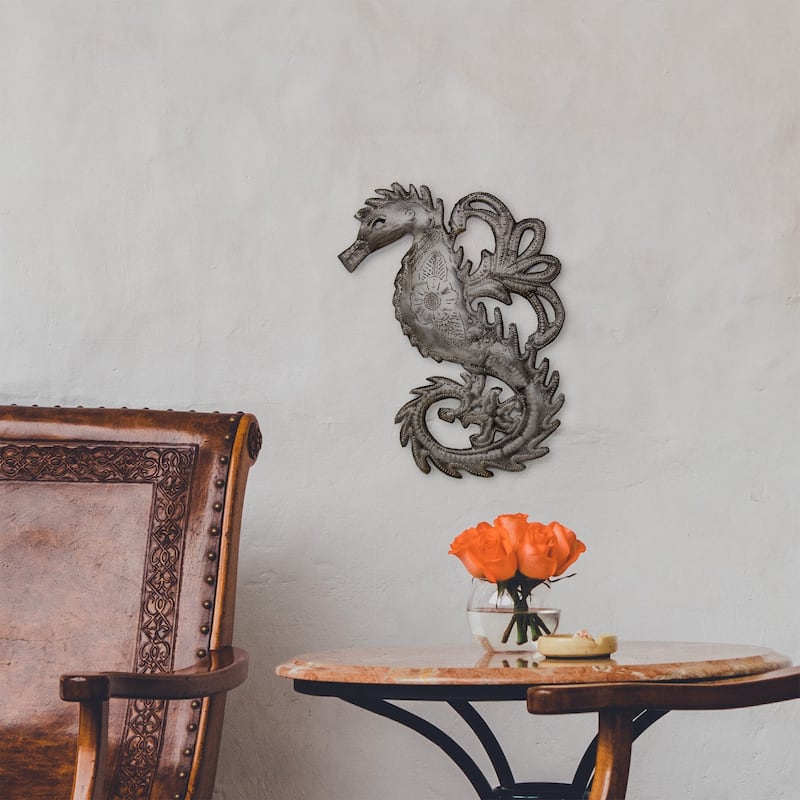Porch & Den Embossed Seahorse Recycled Metal Wall Art (Haiti)