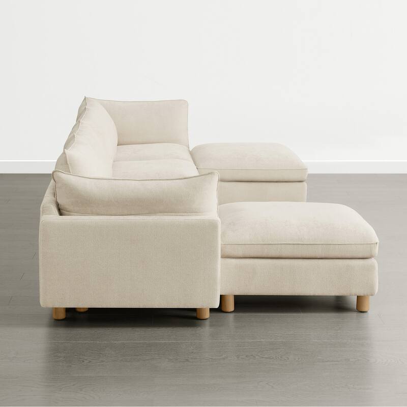Spruce & Spring Modular Cloud Couch Sofa with Wood Legs for Living Room