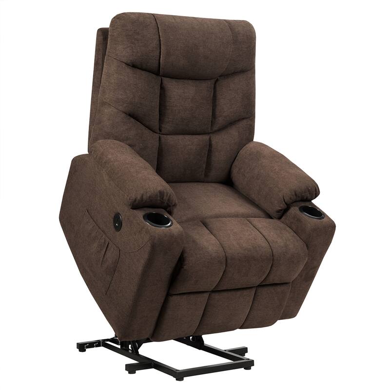Gymax Power Lift Massage Recliner Fabric Sofa Chair w/ Remote Control - See Details