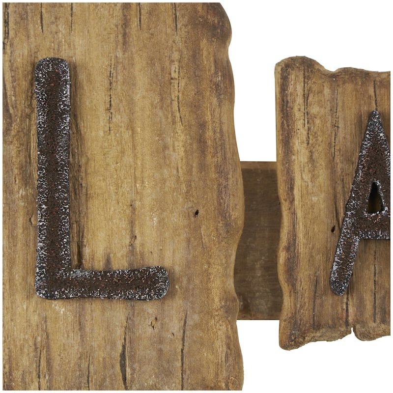 Wood Handmade Live Edge Lake Sign 3 Hanger Home Wall Hook with Metal Accents - Brown - Roche River Decor