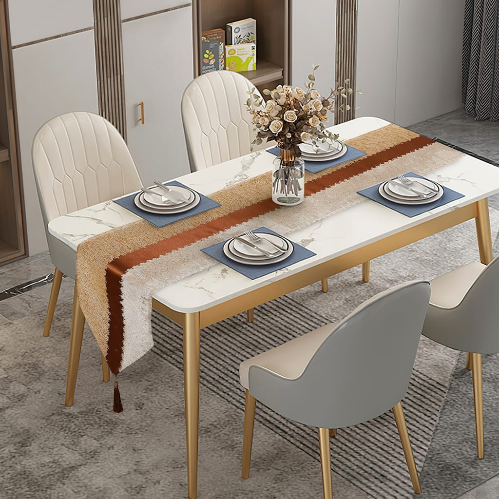 Violet Linen Chenille Striped Swivel Pattern Polyester Table Runner