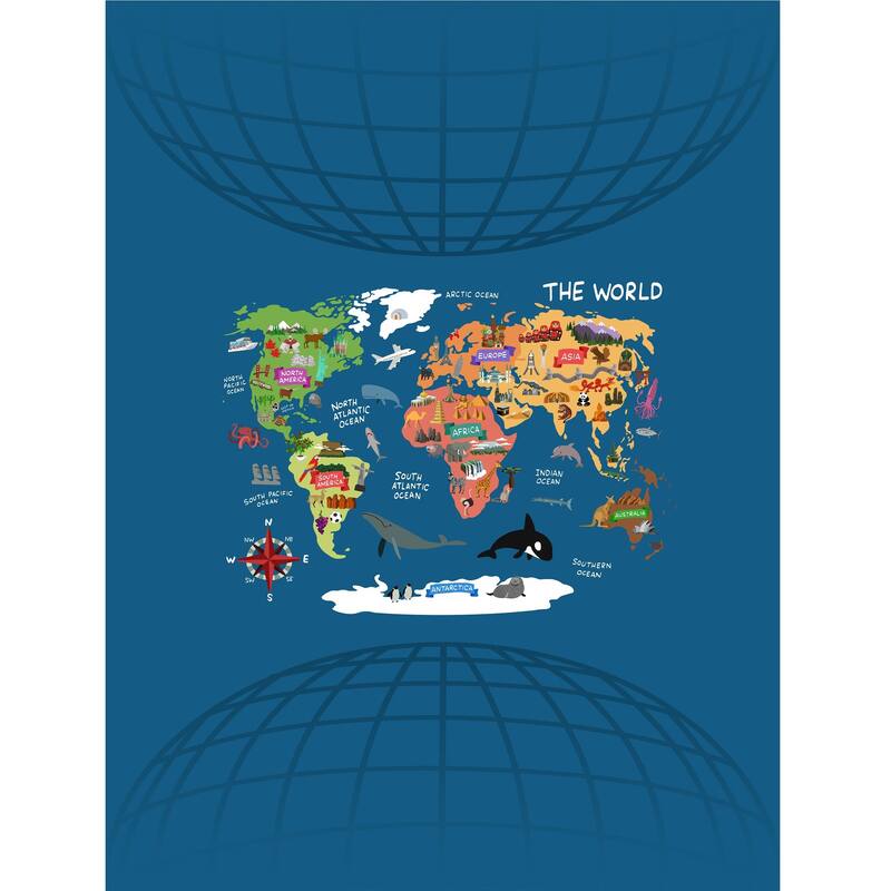 World Map 3 Piece Quilt Set-Twin XL Bedding & 2 Pillow Shams by Hastings Home