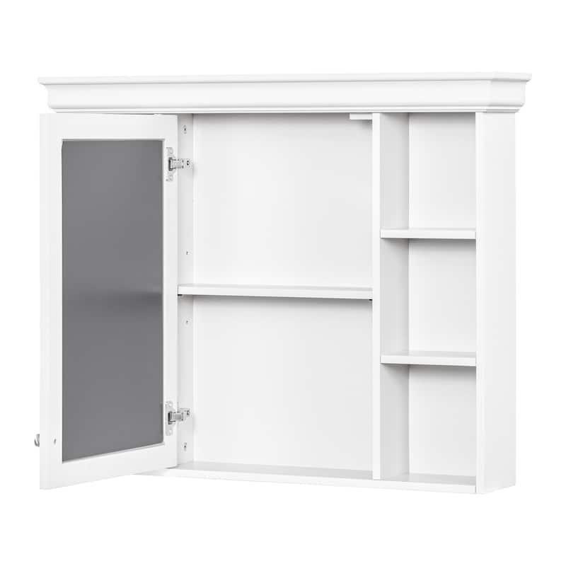 36''Bathroom Vanity with Medicine Cabinet,Modern Mirror Cabinet with Adjustable Shelf,Cabinet with 4 Drawers,Solid Wood Frame