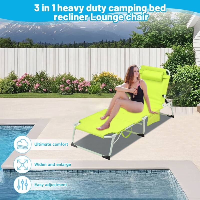 3-in-1 Heavy Duty Tanning Chair with Face Hole
