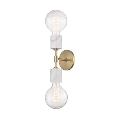 Mitzi by Hudson Valley Asime 2-light Aged Brass Wall Sconce